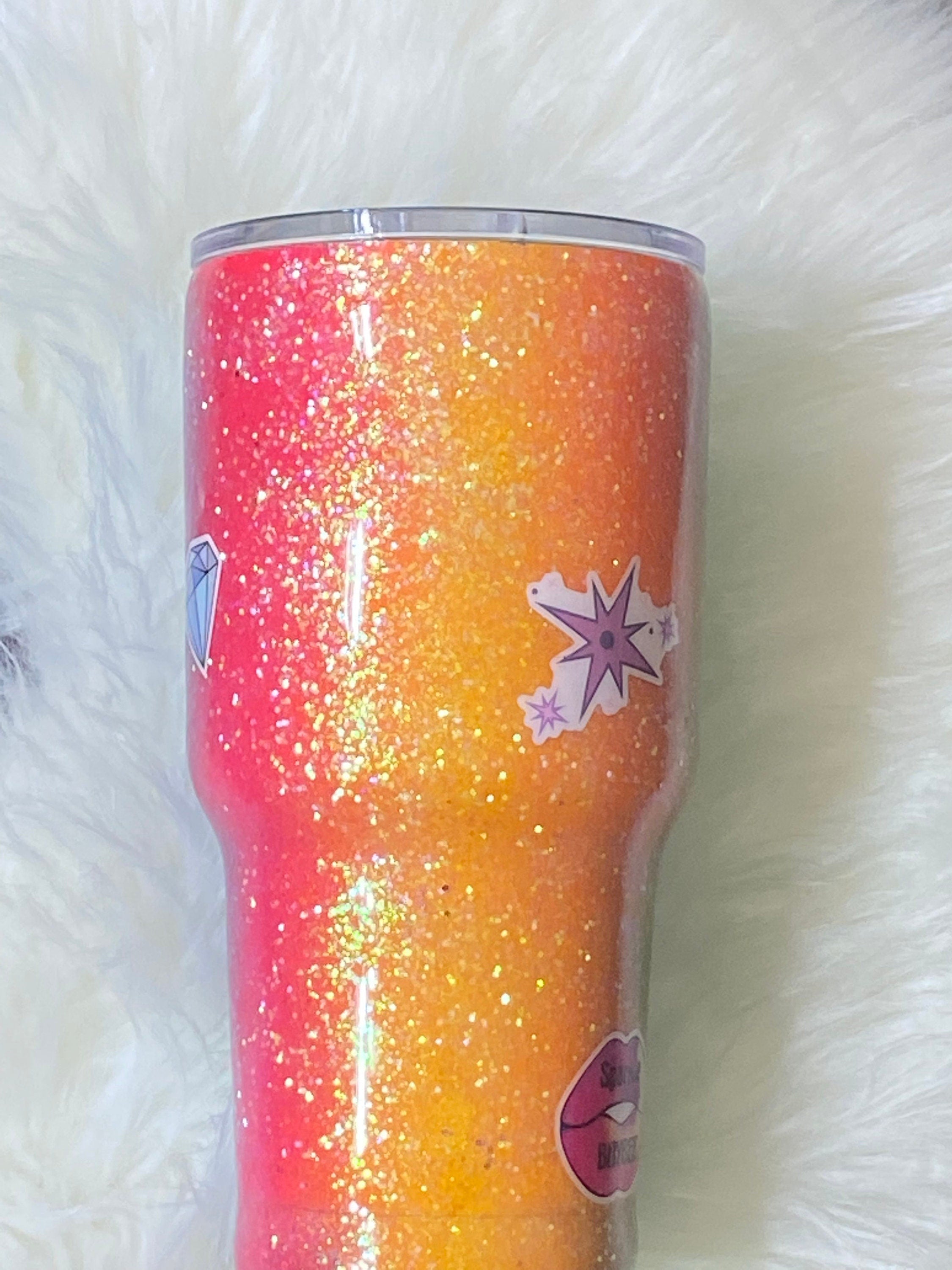 Glitter rainbow tumbler