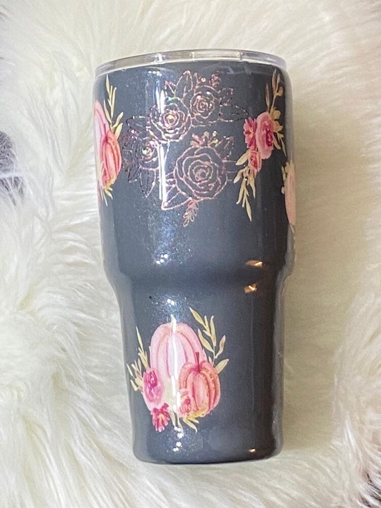 Pumpkin Floral peak a boo tumbler