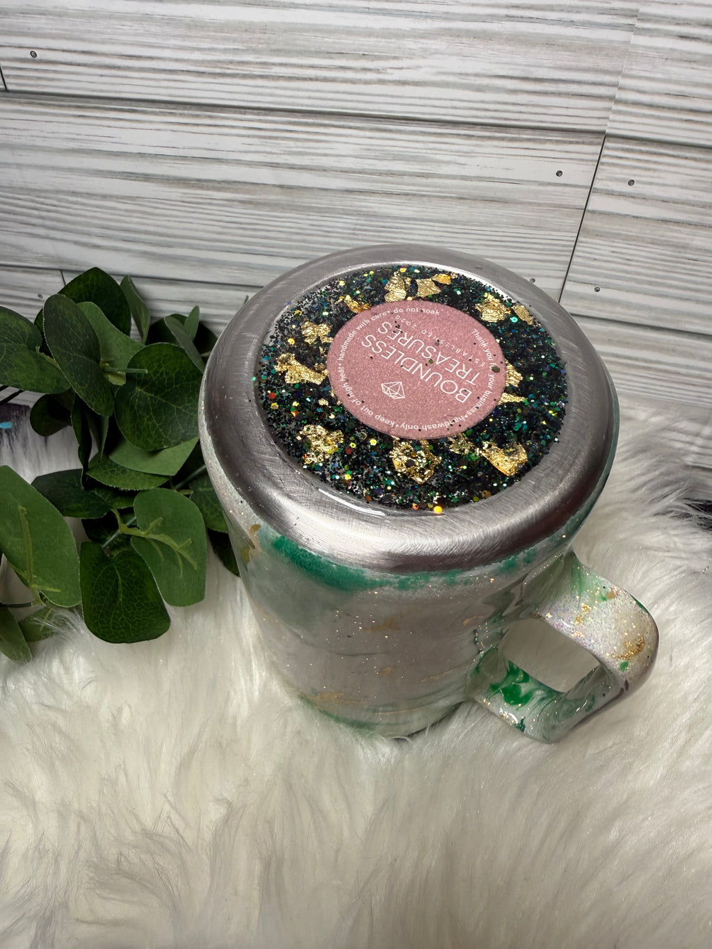 Emerald Luxe Marble – 20oz Glitter Camper Mug
