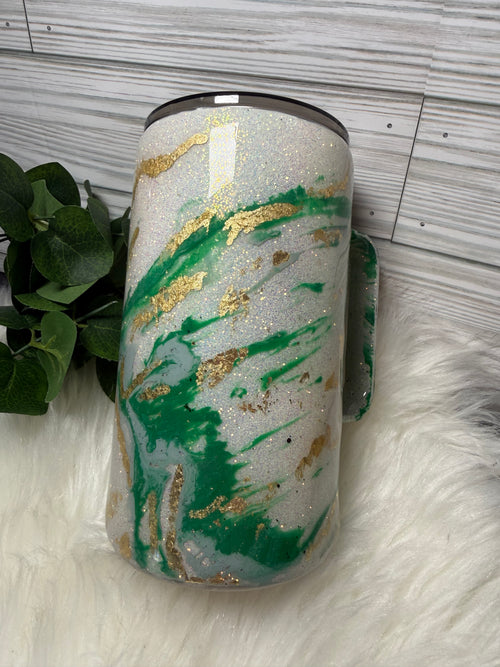 Emerald Luxe Marble – 20oz Glitter Camper Mug