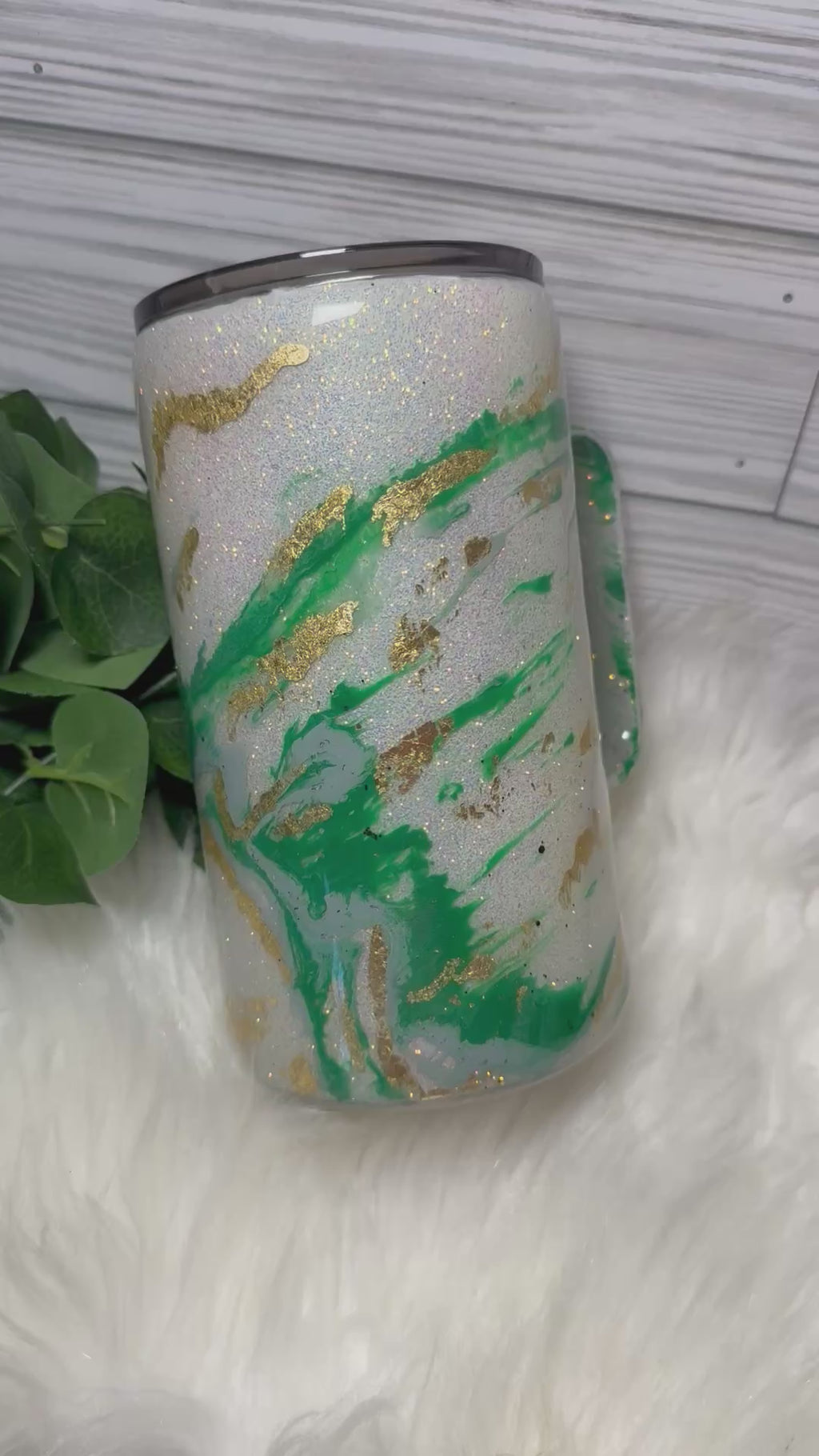 Emerald Luxe Marble – 20oz Glitter Camper Mug